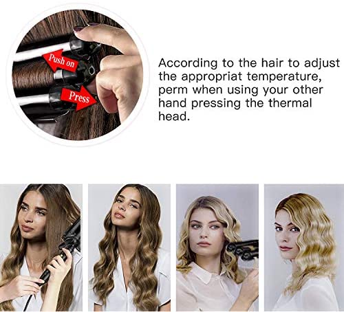 Hair Waver, 3 Barrel Curling Iron Wand 25mm Crimper Hair Iron 3 Barrel Hair Crimper Temperature Adjustable Heat Up Quickly Beach Waves Curling Iron Black - Image 6
