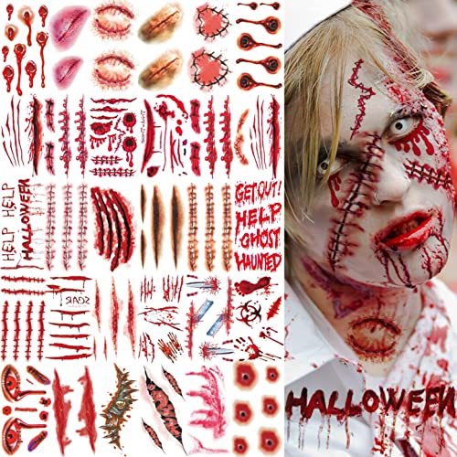 Buy VANTATY 3D Fake Scars Halloween Temporary Tattoo For Kids Women & Men - Redeem Coupon Codes - Image 3