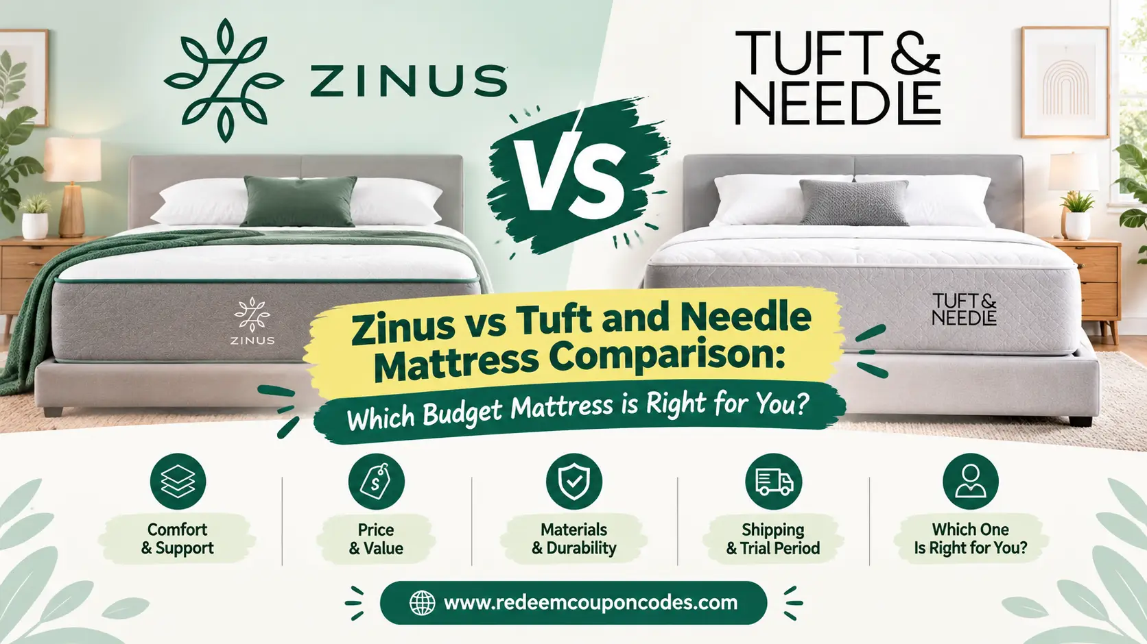 Zinus vs Tuft and Needle Mattress Comparison: Which Budget Mattress is Right for You? Zinus vs Tuft and Needle Mattress Comparison: Which Budget Mattress is Right for You?